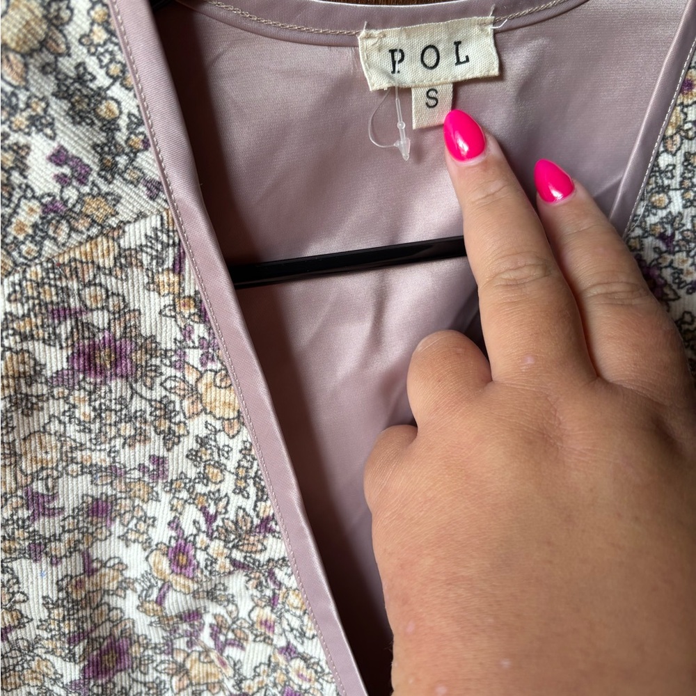 POL Floral Blouse in Soft Pink and Cream